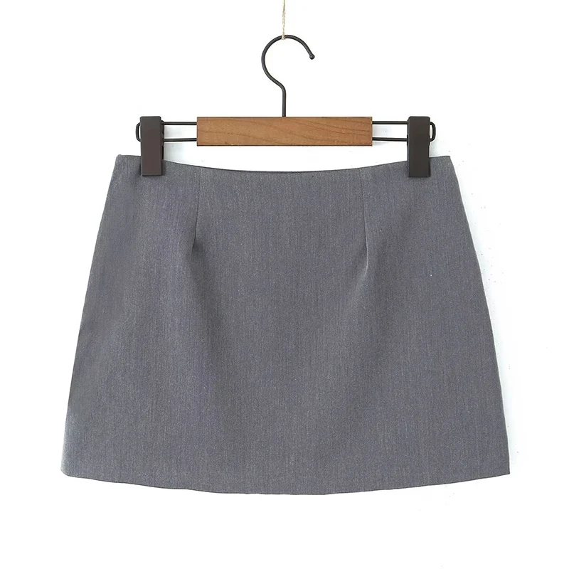 SIYANG Women Fashion Chic Grey Skirts Female Side Zipper Mini Skirts Ladies Casual Faldas