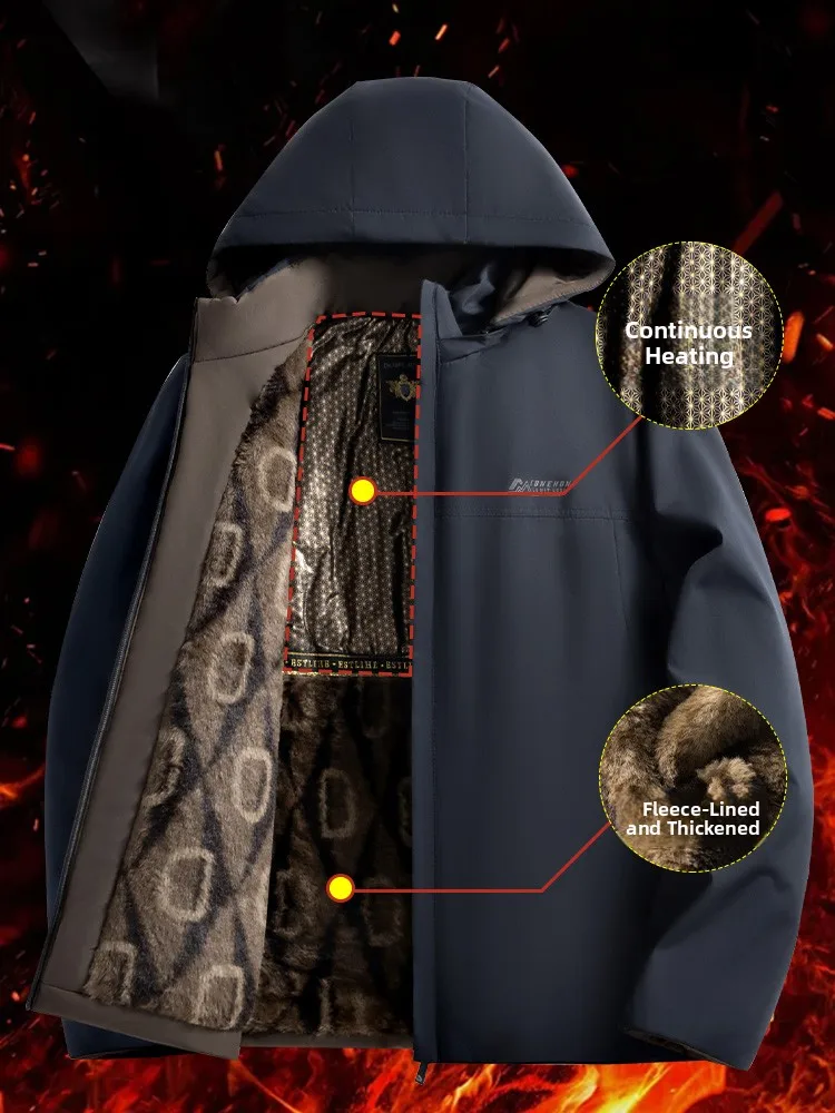 

Men's Casual Fce Lined Thiened Cotton Jaet Dad Sle Autumn Winter New 2025 Faion Polyester Fiber Busin Wear