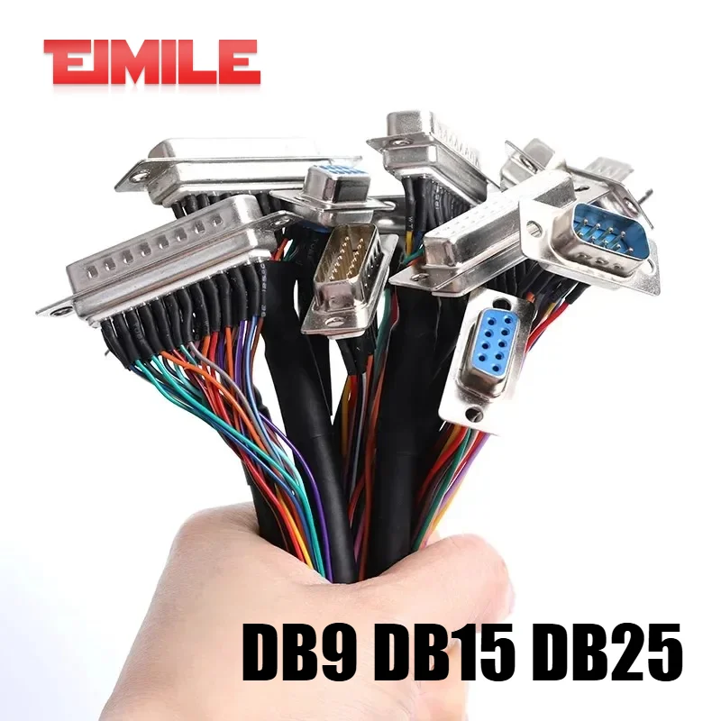 DB9 DB15 DB25 Serial Port Terminal with Signal Line Number Cord RS232 485 COM Male Female PVC Shield Electric Cable Connector