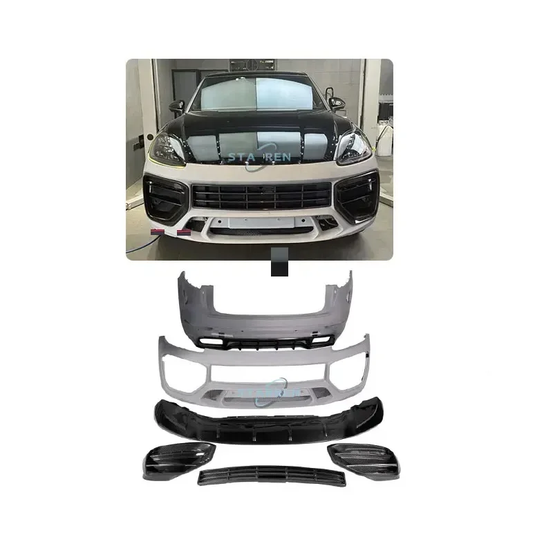 For Porsche Cayenne 9y0 9ya auto parts dry carbon fiber front lip front bumper rear bumper diffuser Mtr style full body kit