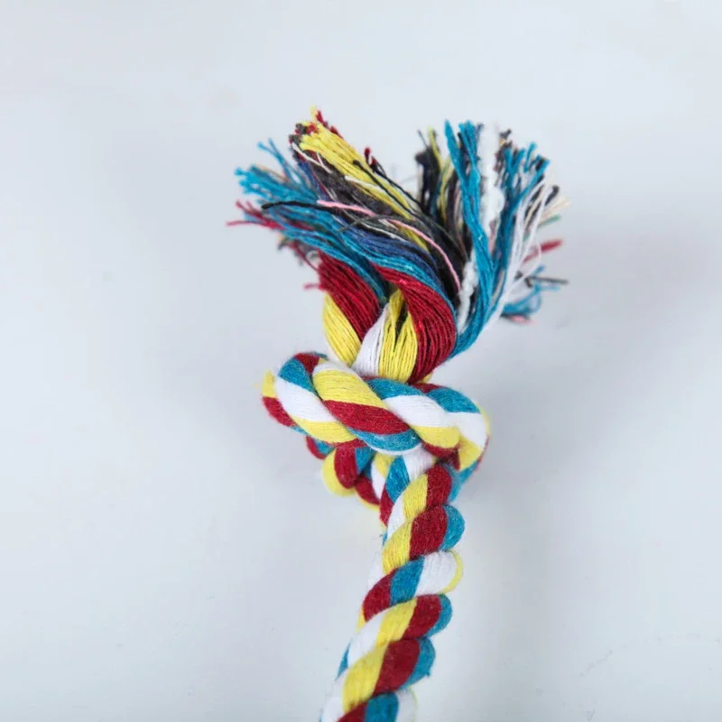 Engaging and Vibrant Double Knot Durable Cotton Rope Dog Toy - Colorful Design with Cat Toy for Energetic Puppies - Essential Bi