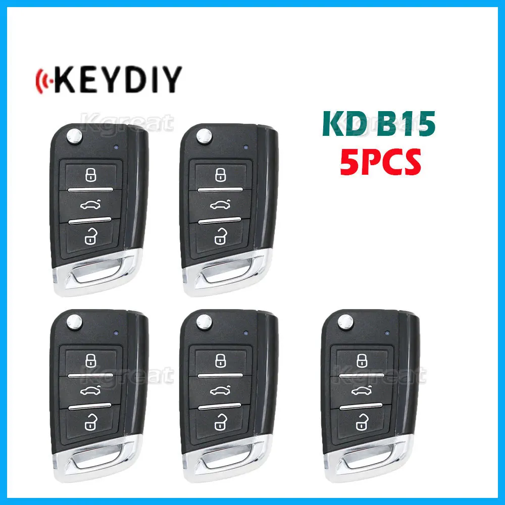 5 sztuk Keydiy KD B15 Uniwersalny klucz zdalny 3 przyciski do Volkswagen Style B Series Klucz samochodowy do KD900 Kd-x2 KD Mini Key Programmer