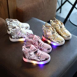 Children's New Spring Autumn LED Luminous Flashing Shoes Wing Children's Shoes Treasure Shoes Boys Girls' Casual Sports Shoes