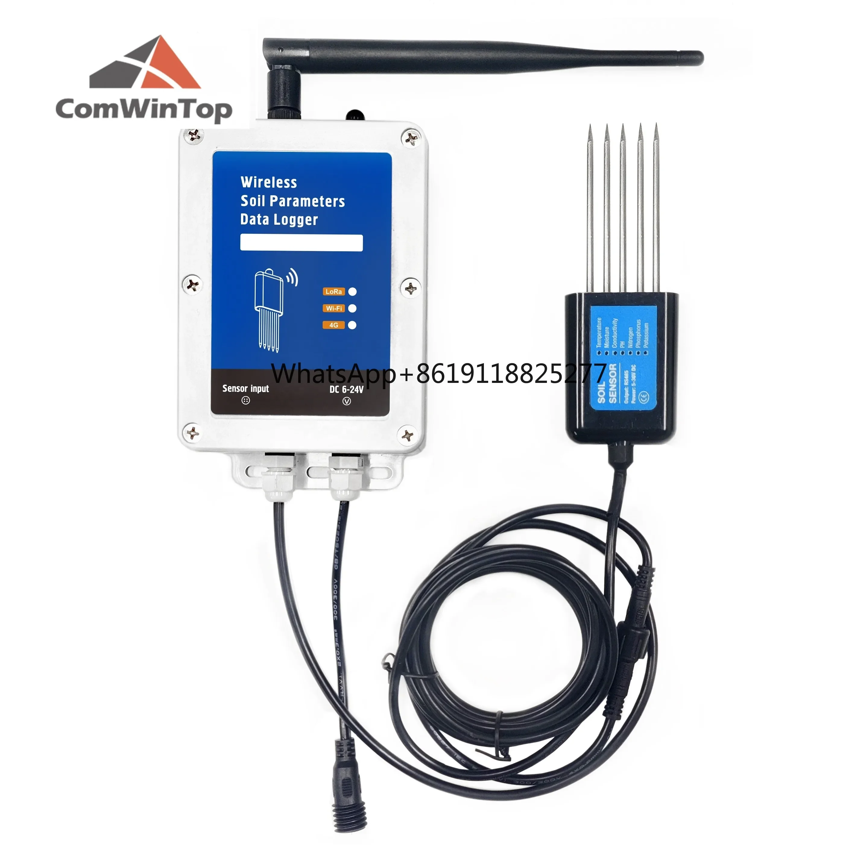 Low Consumption Soil Moisture Temperature EC PH NPK 7 in 1 Sensor WiFi or 4G Data Logger Soil tester with built-in Battery