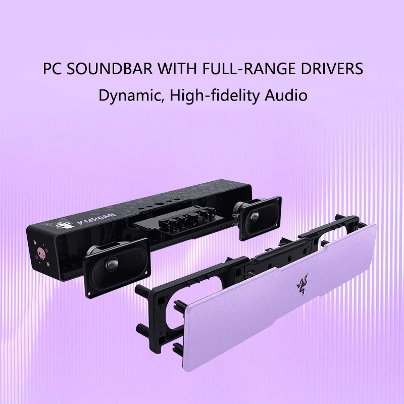 Razer PC Gaming Soundbar Sanrio Kuromi Edition بلوتوث ستيريو RGB كمبيوتر محمول الهاتف المحمول أقراص الكمبيوتر سماعات المسرح المنزلي