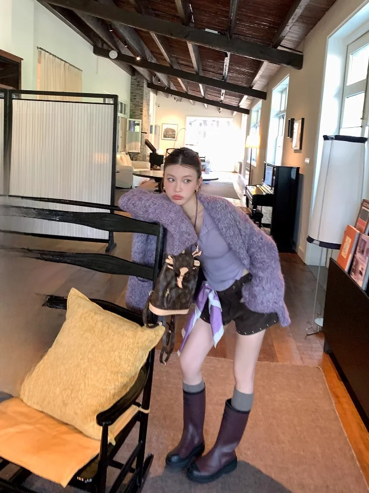 

DULA Lazy ternoon Autumn Sun Soft Cozy Women's Open Cardigan Sweater Loose Versatile Fall Winter V-Ne Long Sve Top