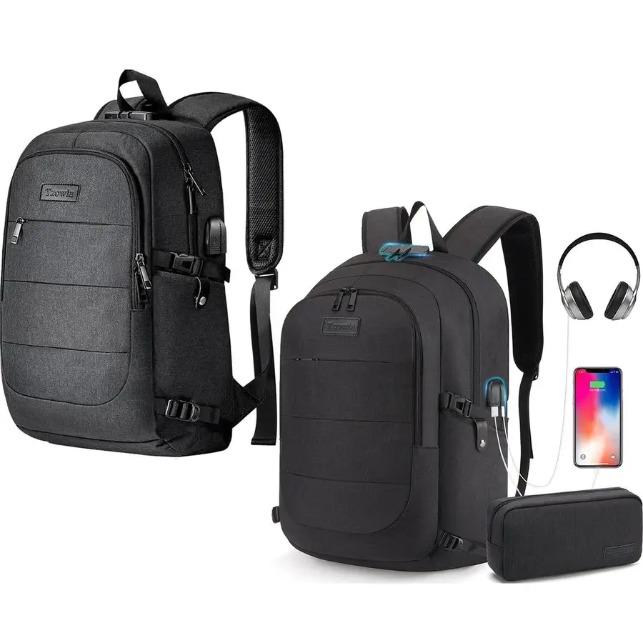 남성 여성을 위한 노트북 백팩, 여행 작업 보안 도난 방지 방수 내구성 컴퓨터 책가방, USB 충전 포트 포함, G