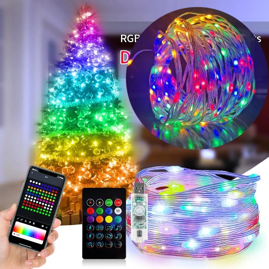 20M Led Strip Light RGB Infrared Bluetoot Ontroller Christmas Decor For Home Christmas Tree Lights Xmas Ornament Gift New Year