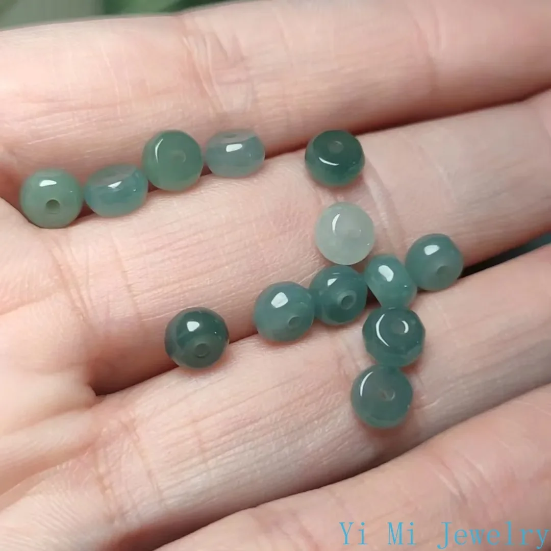 10pcs 5.5mm Myanmar Jadeite Blue Water Jade Abacus Beads for Jewelry Making Diy String Bracelet Beaded Necklace Accessories