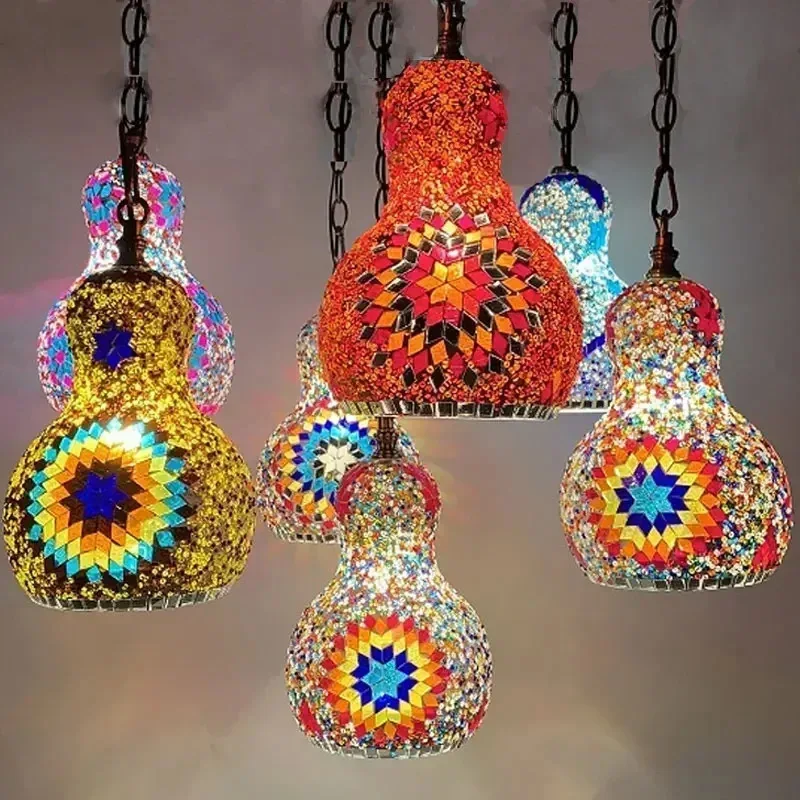 

Богемная красочная потолочная люстра Снеговик Домашний декор Турецкие стеклянные светильники ручной работы Ресторан Спальня Подвесной светильник