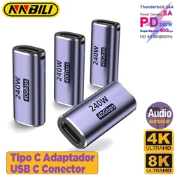 NNBILI 240W 40Gbps USB4.0 C żeński na żeński Adapter Łącznik TypeC 4.0 Złącze żeńskie Przedłużacz Wskaźnik LED Obsługuje 8K Audio