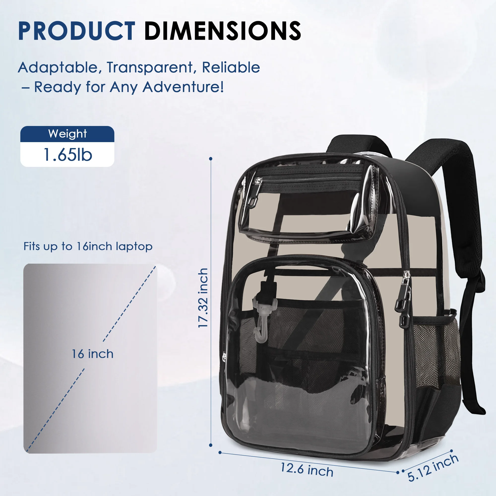 Clear Backpack for Stadium Events, Clear School Bag, PVC Transparent Bookbag for Kids Girls Boys for Concert, Sporting Events