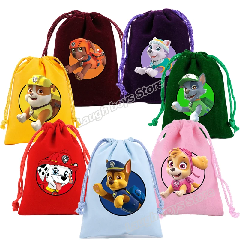 Paw Patrol Girls Boys Canvas Drawstring Bags Chase Skye Animation Figures Graphic Childrens Handbags Storage Pouches Gift