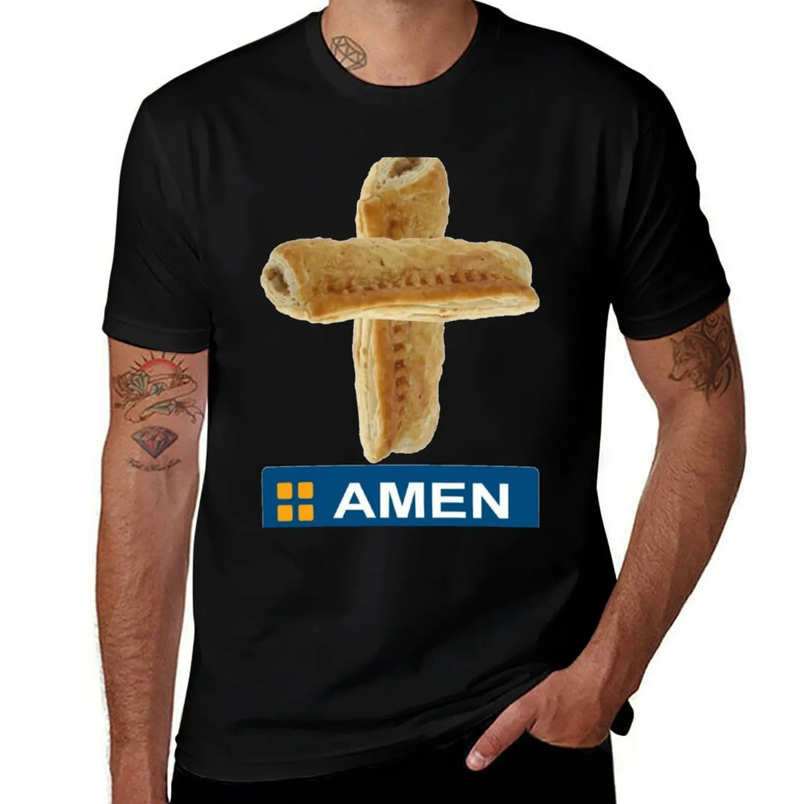 AMEN Greggs Style Sausage Rolls T Shirt T-Shirt Quick Dry Fishing T-Shirt