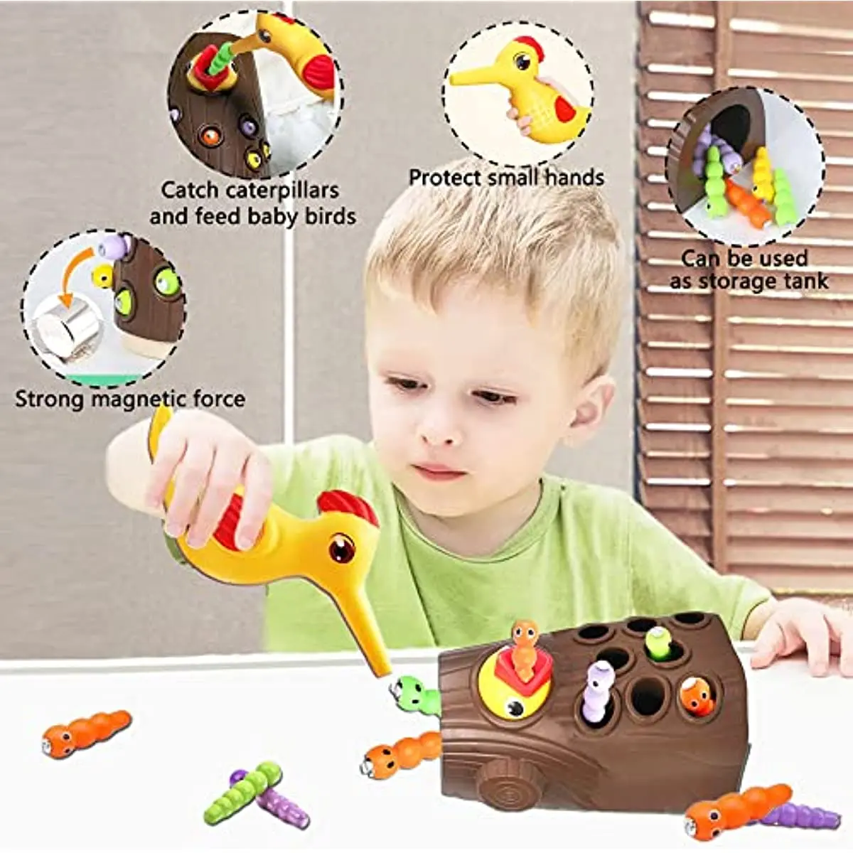 Montessori Toys Kids 2 Years Educational Toy Magnetic Bird Feeding Game for Babies