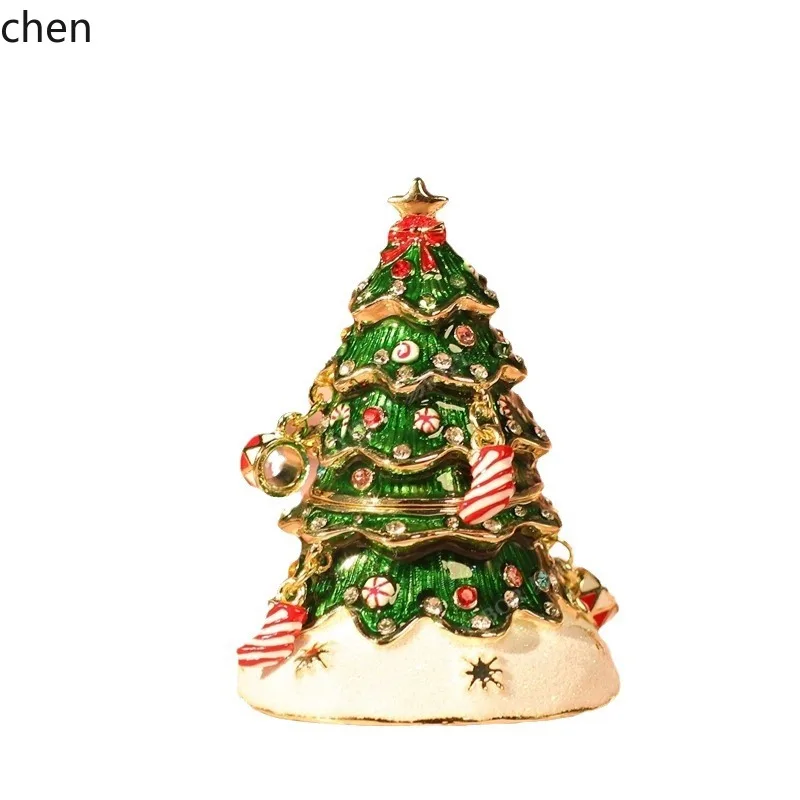 H1 Enamel Jewelry Box Christmas Tree Ornament, Internet-famous Ins-style Qibao Shaoyang Christmas Gift Handicraft