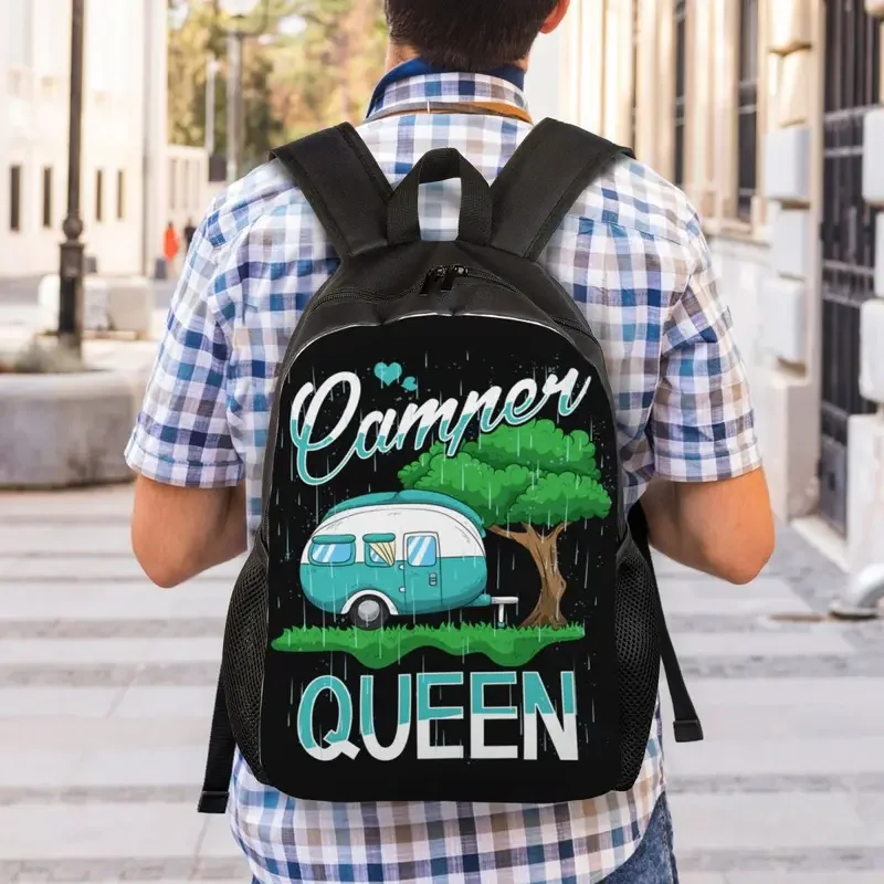 Camper Queen mochilas de Camping personalizadas para hombres y mujeres, bolsa de libros de moda para la escuela, la universidad, bolsas de viaje para el coche de aventura