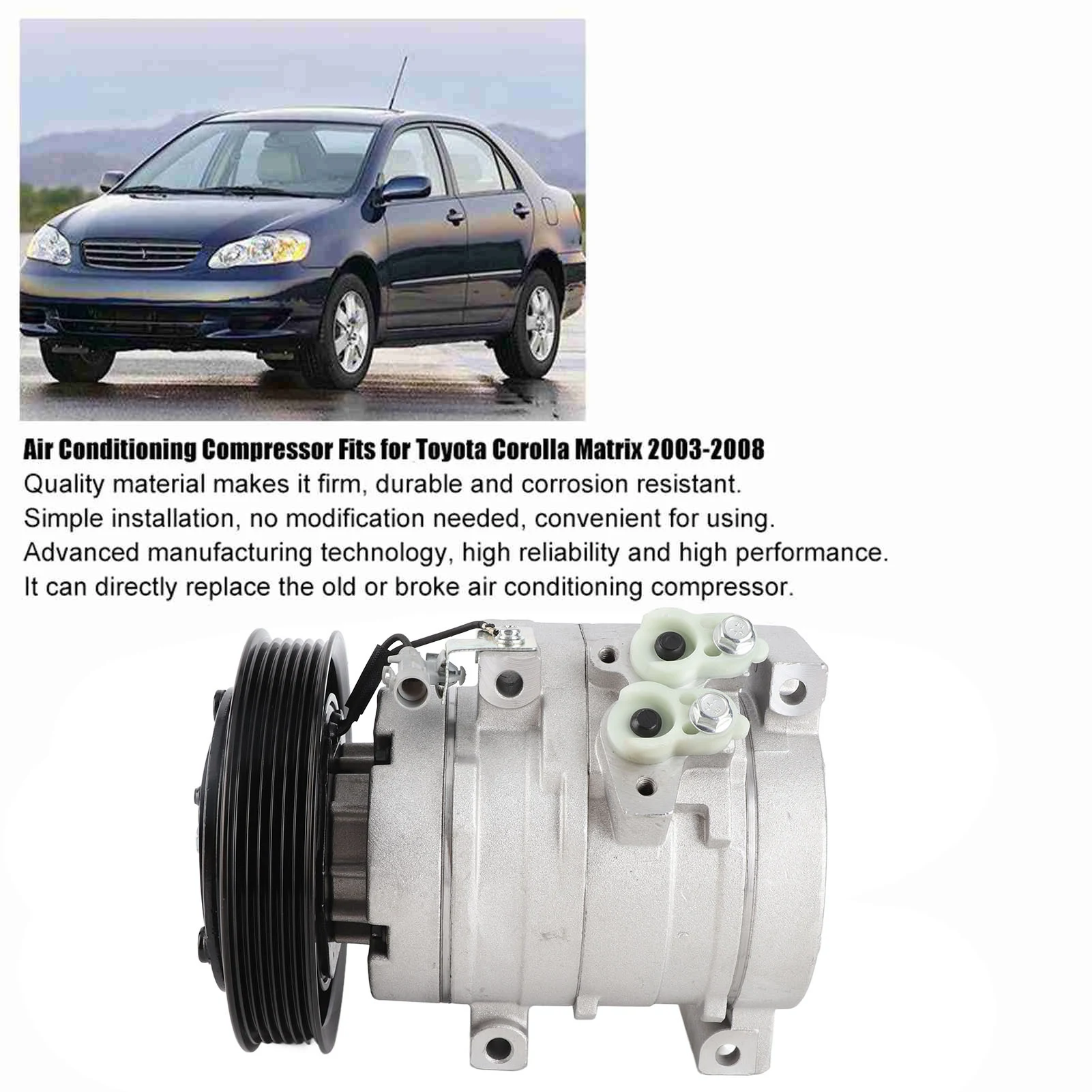 

New Car Electric Air Conditioner Compressor Conversion Repair CO27000C Fits for Matrix 2003‑2008 L4 1.8L 10S15L Car Accessories