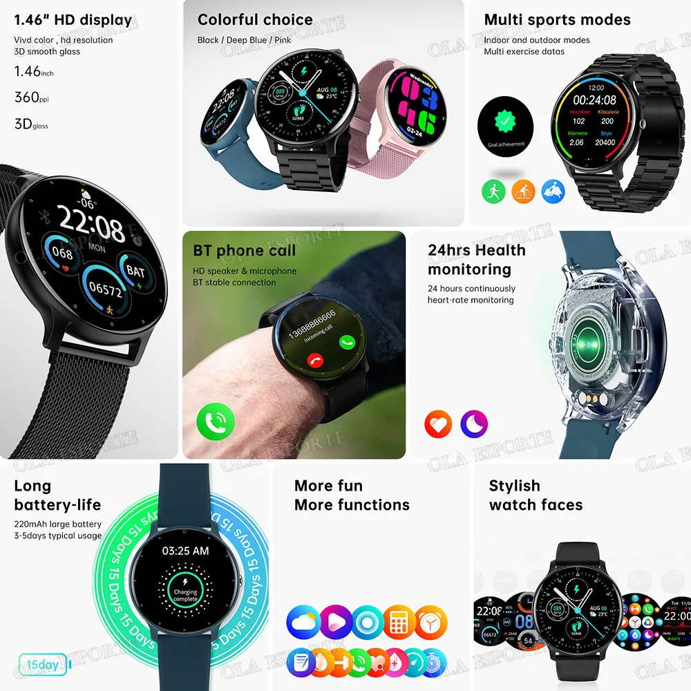 New Waterproof Women Smart Band Watch Real-time Weather Forecast Men Watches Sport Ladies Smart Watch For Women Android IOS Ht30