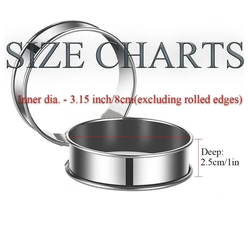 2025 Trend12pack Muffin Rings 3.15 Inch, Stainless Steel Crumpet Rings Double Rolled Tart Rings Molds For Baking Round Pastry Ri #6