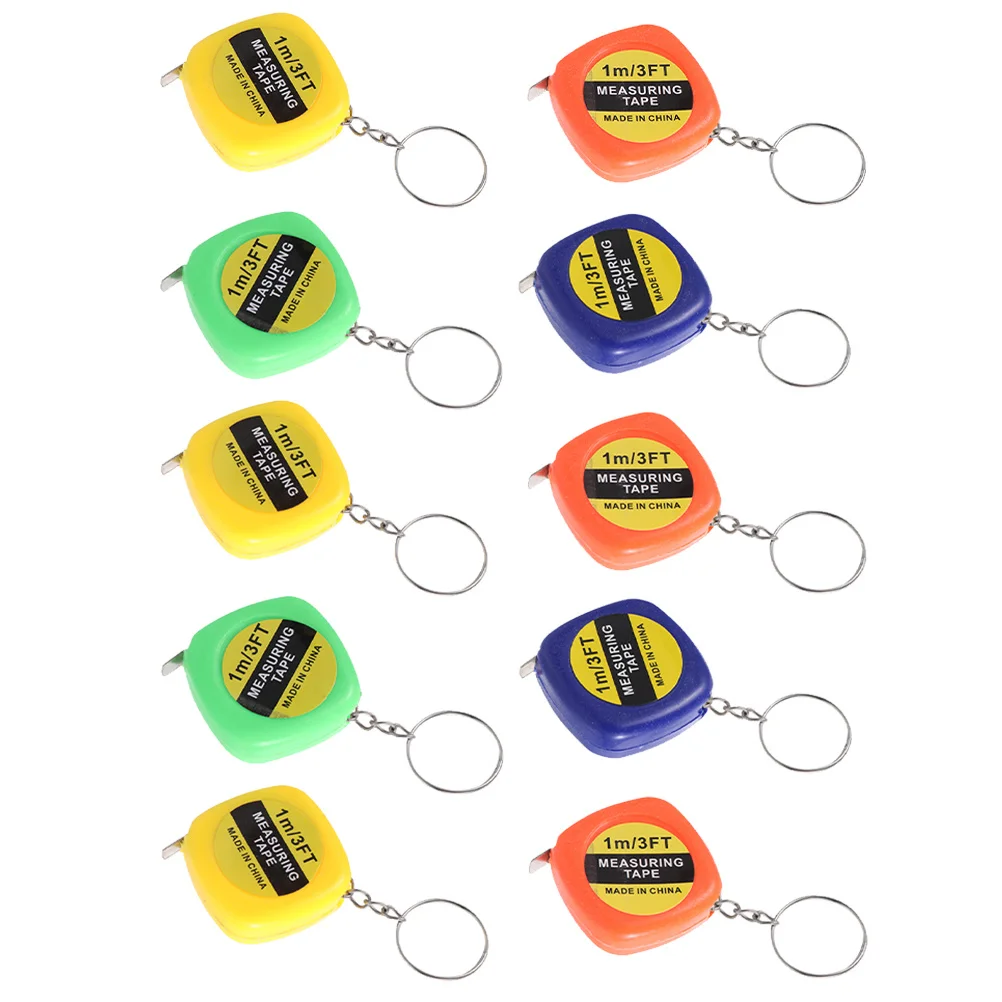 

10Pcs Mini Retractable Tape Measure Keychain Pendant Lightweight Metric Ruler Portable Measuring Tool for Kids Adults Small