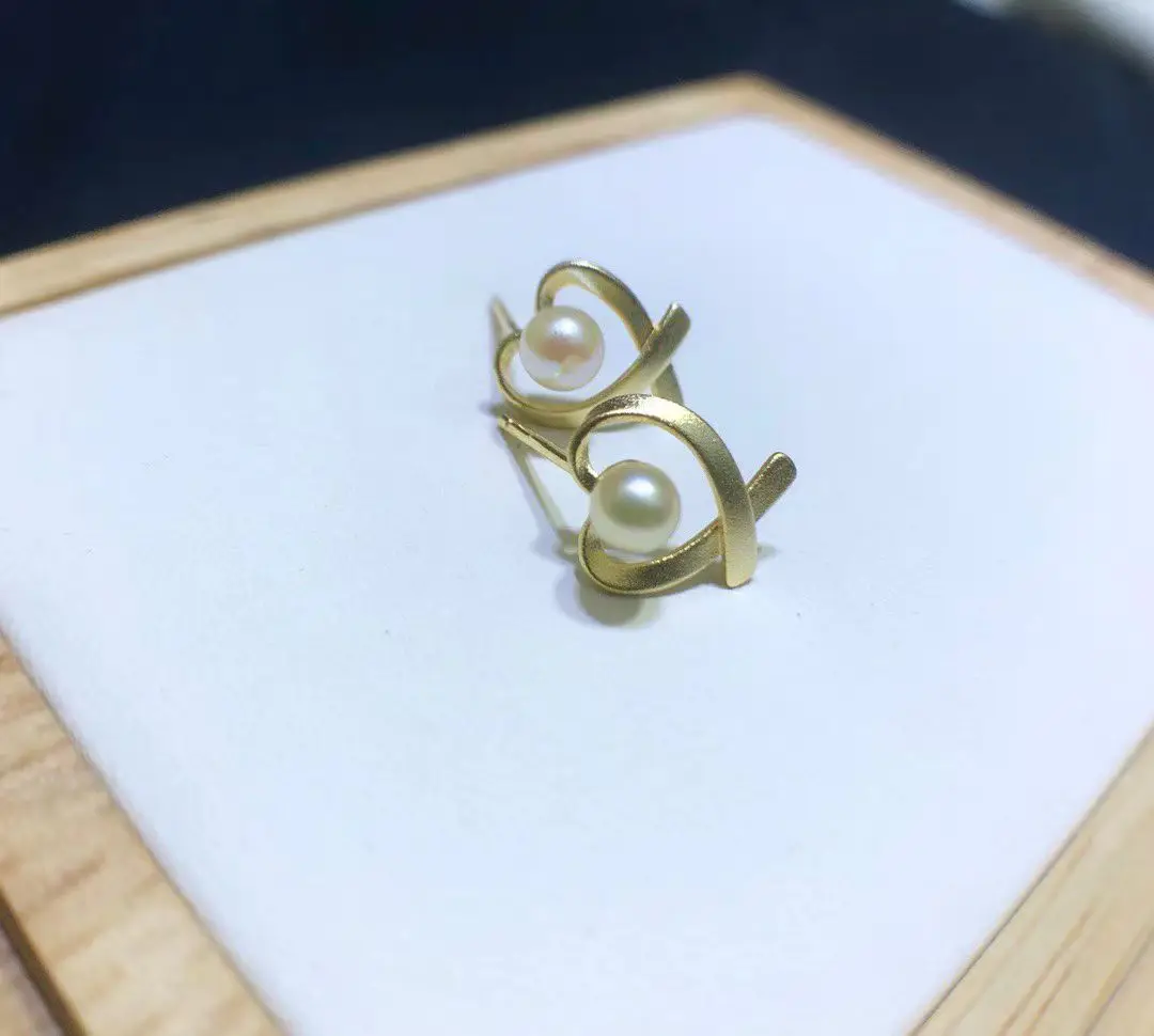 

Heart Shape S925 Sterling Silver Earrings Mount Findings Settings Base Mounting Parts Accessory for 4-4.5mm Pearls 5 pairs/lot