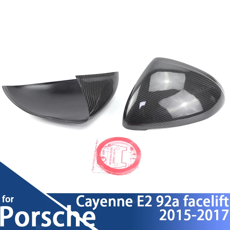 

Real Carbon Fiber Side Mirror cover Cap Sticker overlay for Porsche Cayenne E2 92A 958.2 facelift 2015 2016 2017