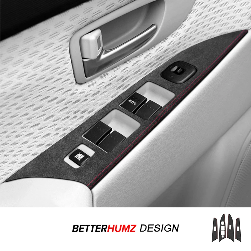 Para Mazda 3 Axela 2004-2009, Adhesivos Decorativos para el Panel de Control de Ventanas de Alcantara, Accesorios de Tuning para el Interior del Coche