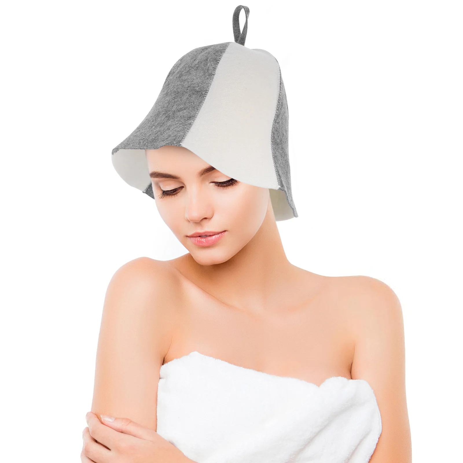 

2pcs Felt Sauna Hat Thickened Reusable Bathing Hats For Women Men Household Spa Use Moisture Absorbing Lightweight Shower Cap