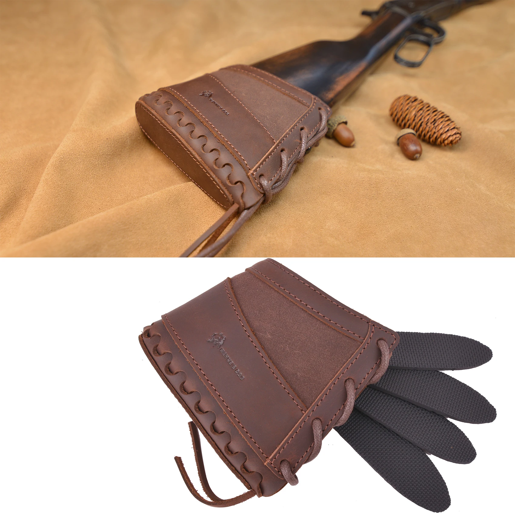 Wayne‘ s Dog ’Leather Gun Recoil Pad Gun Stock Cover with Extension for Shotgun Rifle