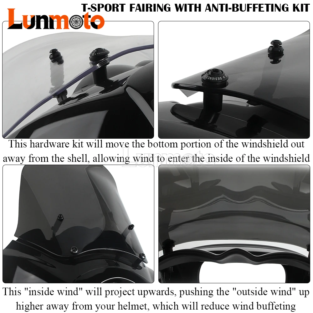 T-Bar Front Fairing Motorcycle Club Style Baja LP6 Headlight Cowls For Harley Dyna Street Fat Bob Super Wide Glide Low Rider S view 5