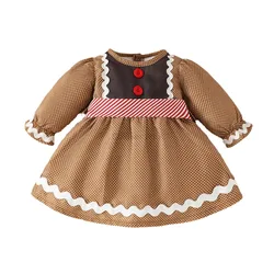 Baby Girl Christmas Costume Outfit Toddler Christmas Dress Vintage Princess Gingerbread Dresses Cute Clothes Xmas Clothing