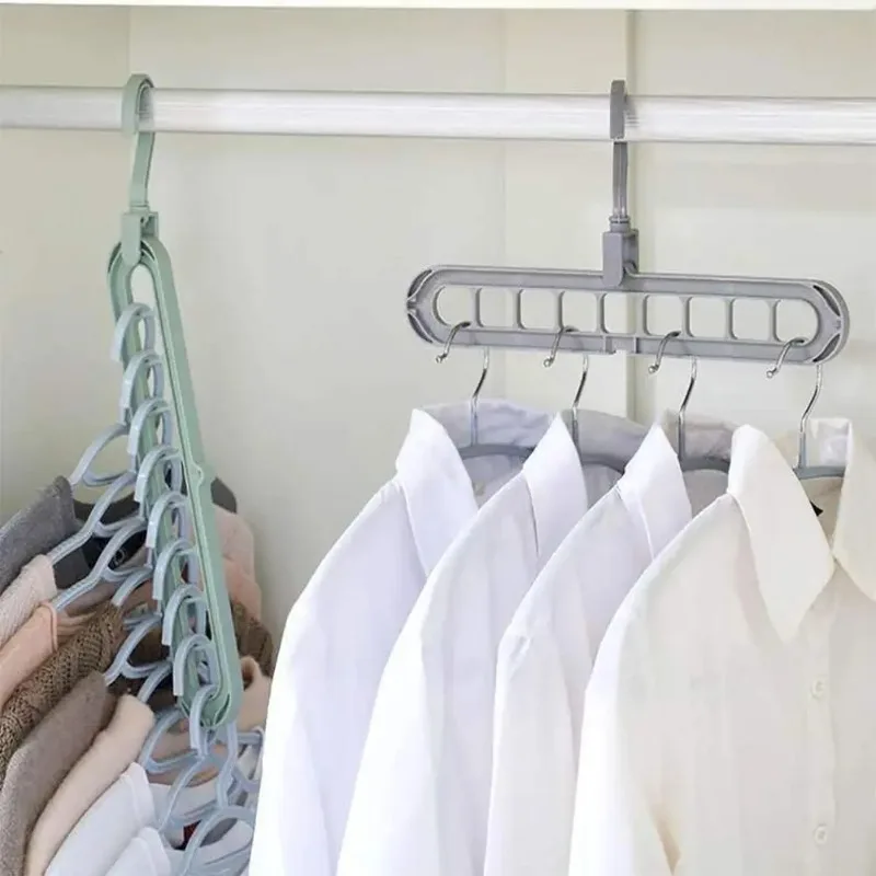 

9-hole Clothes Hanger Organizer Space Saving Hanger Multi-function Folding Magic Hangers Drying Racks Scarf Clothes Storage