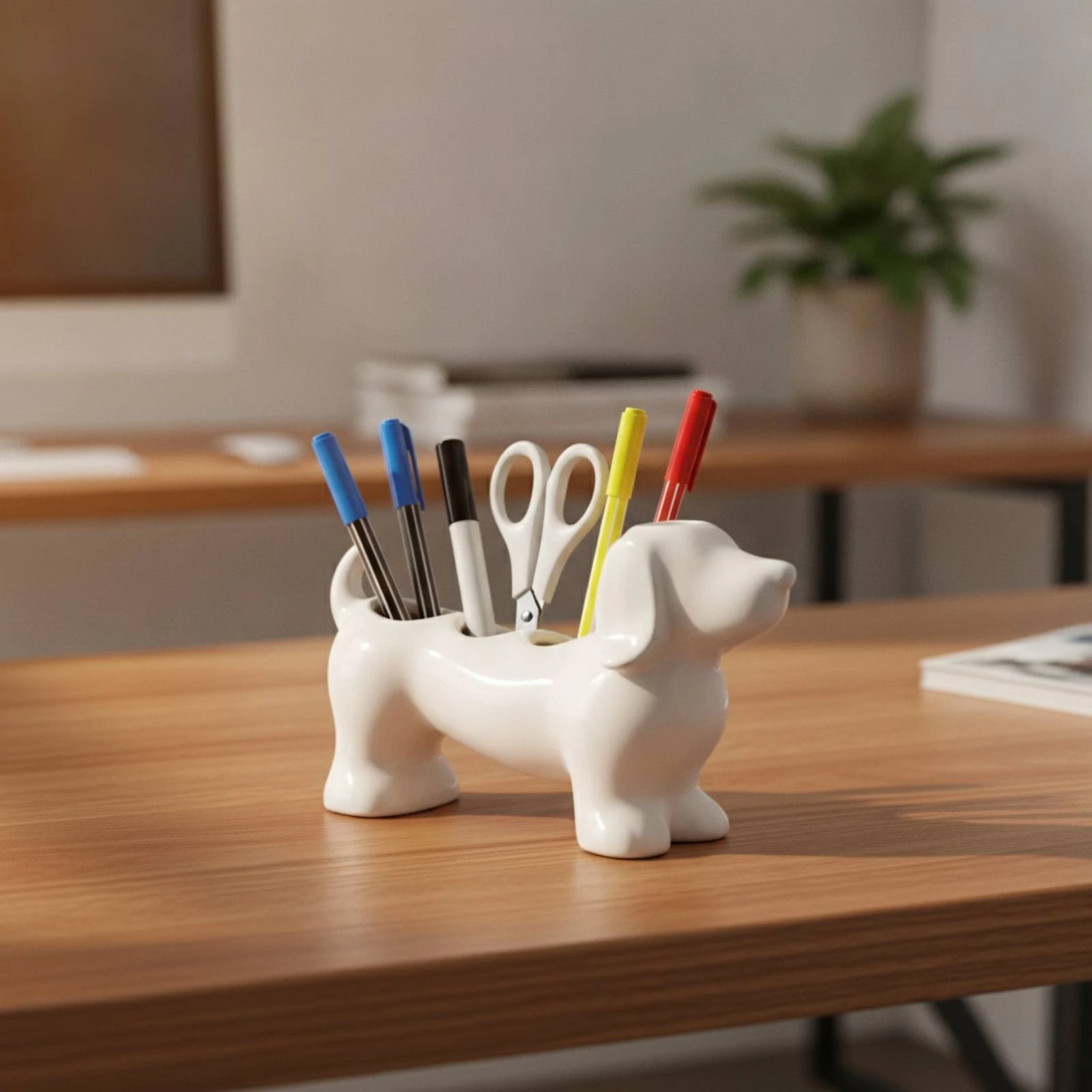 Ceramic Dog Holder Decorative Organizer for Bathroom Counter, Vanity