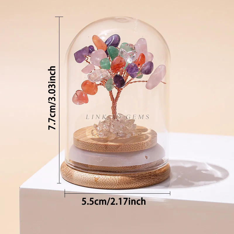 Natural Crushed Stone Wealth Tree Wish Bottle Glass Cover Ornament Wealth Office Desktop Decoration Gift