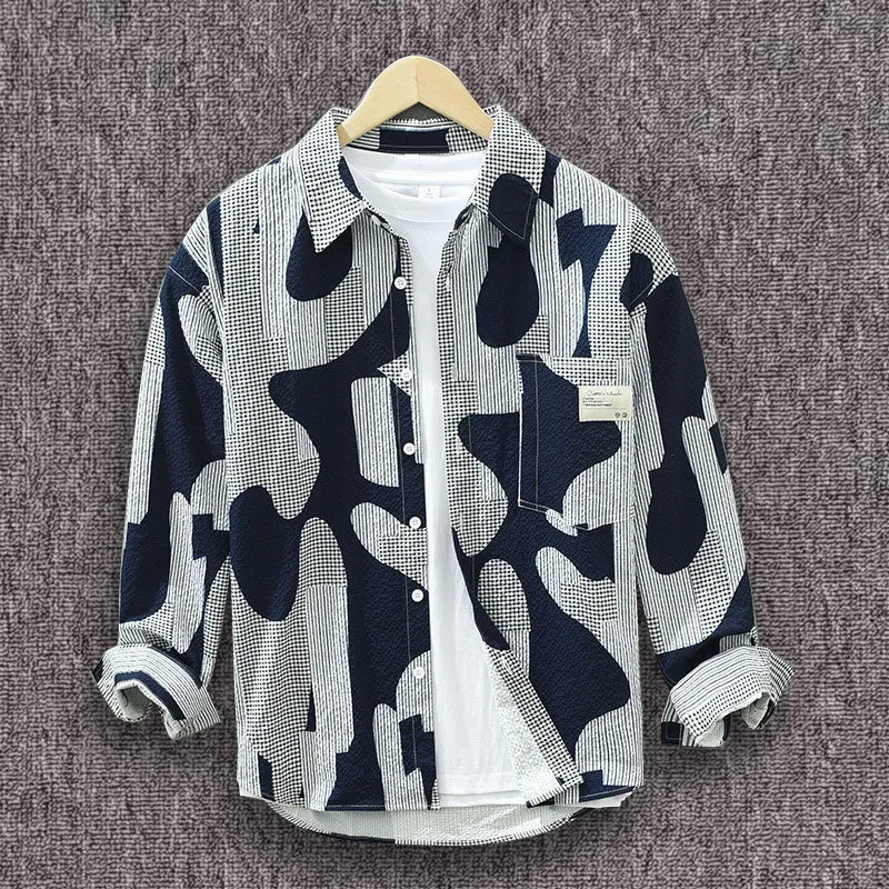 Camouflage Printed Shirt Long Sleeve Casual Blouse Button Down Designer Top camisas de hombre Coat Senior Overshirt