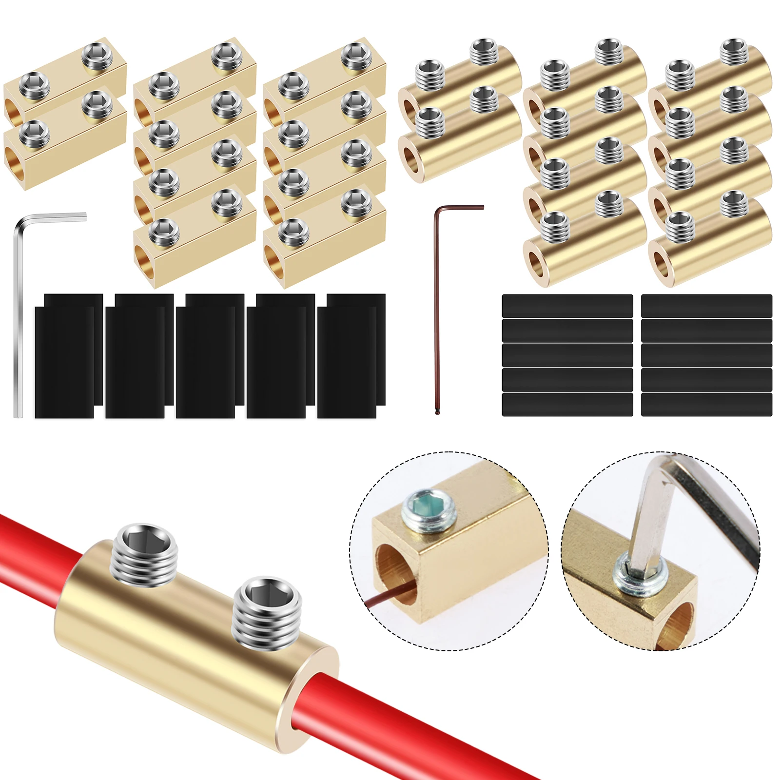 10Pcs Wire Connector Nut Kit 60A/80A Copper Splicing Wiring Connector Waterproof Circuit Wire Connecting Terminal with 10 Heat