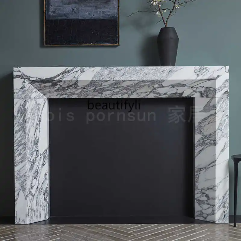 Italian light luxury natural large white marble entrance table advanced modern home against the wall minimalist entrance table