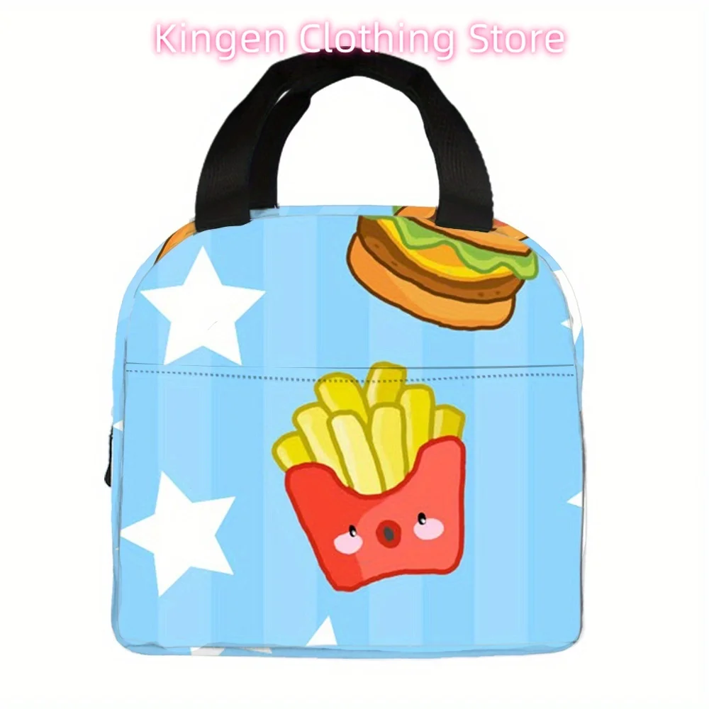 

Многоразовая изолированная сумка для обеда с забавным пищевым принтом — легкая сумка большой вместимости для работы, пикника или путешествий