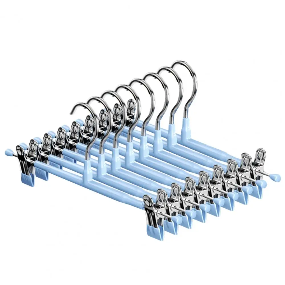 8Pcs Trouser Hangers Adjustable Non-Slip Space Saving with Rubber Coating Strong Chrome Clothes Hangers