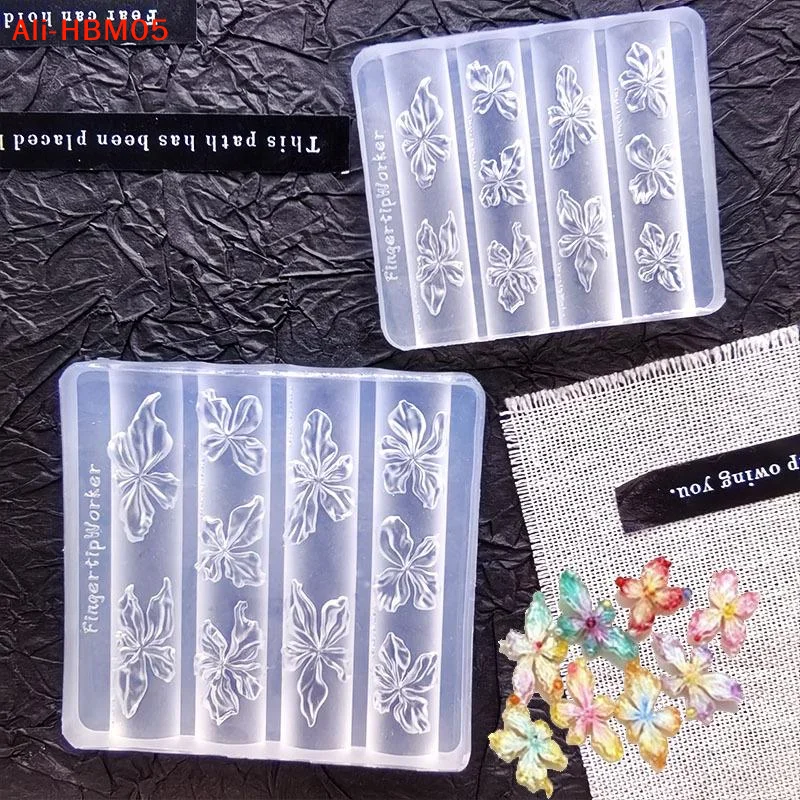 (HB05)1Pcs 3D Stereo Flower Nail Silicone Mold Flexible Transparent Resin Casting Mould DIY Nail Art Decoration Handmade Craft