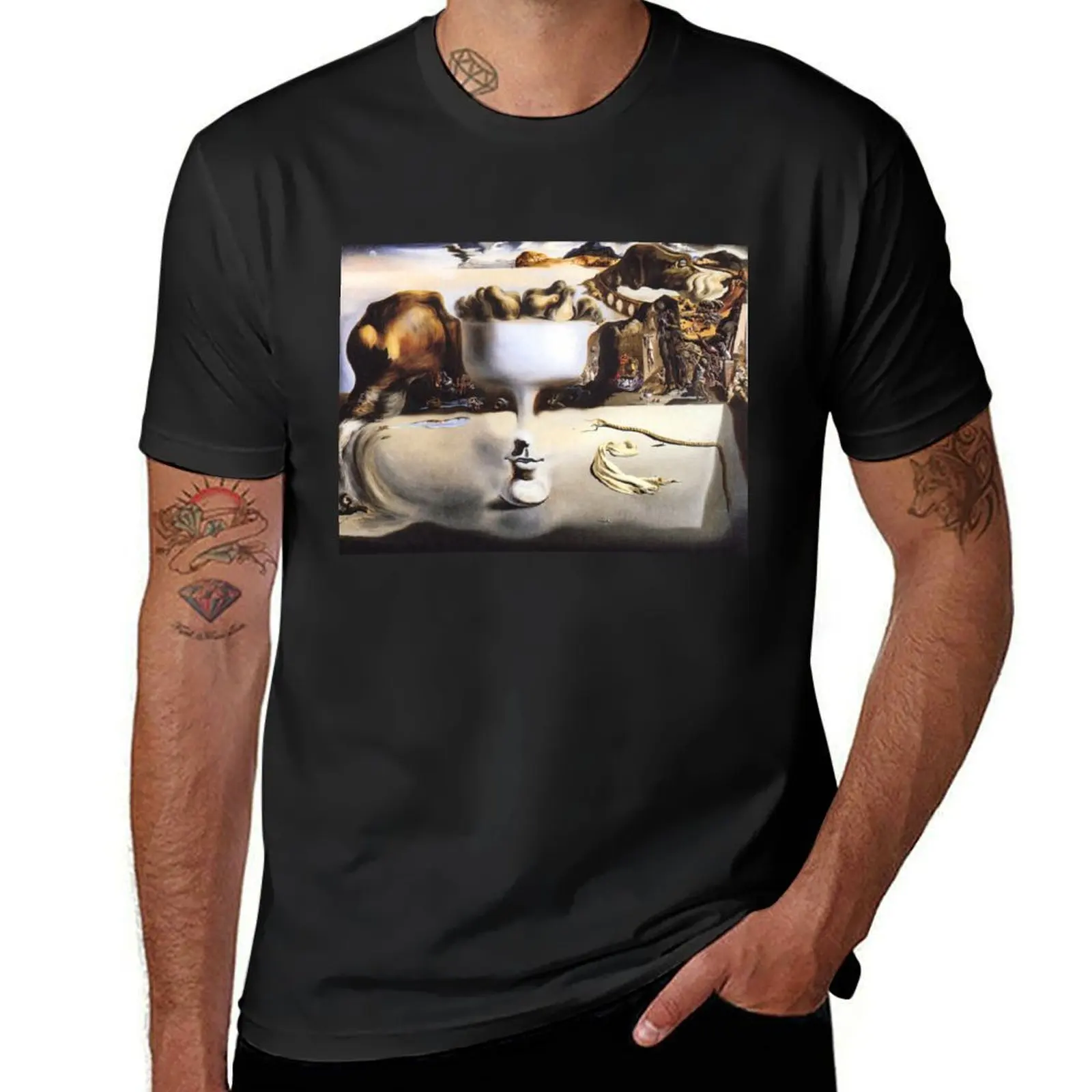 Apparition of Face and Fruit Dish on a Beach by Salvador Dalí T-Shirt quick-drying new edition funny t shirts for men