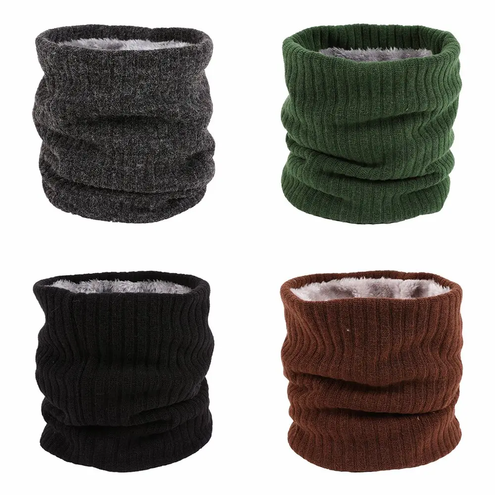 Accessories Double-Layer Knitted Collar Scarf Thick Winter Neck Gaiter Neck Warmer Fleece Lined Scarf Circle Loop Scarves