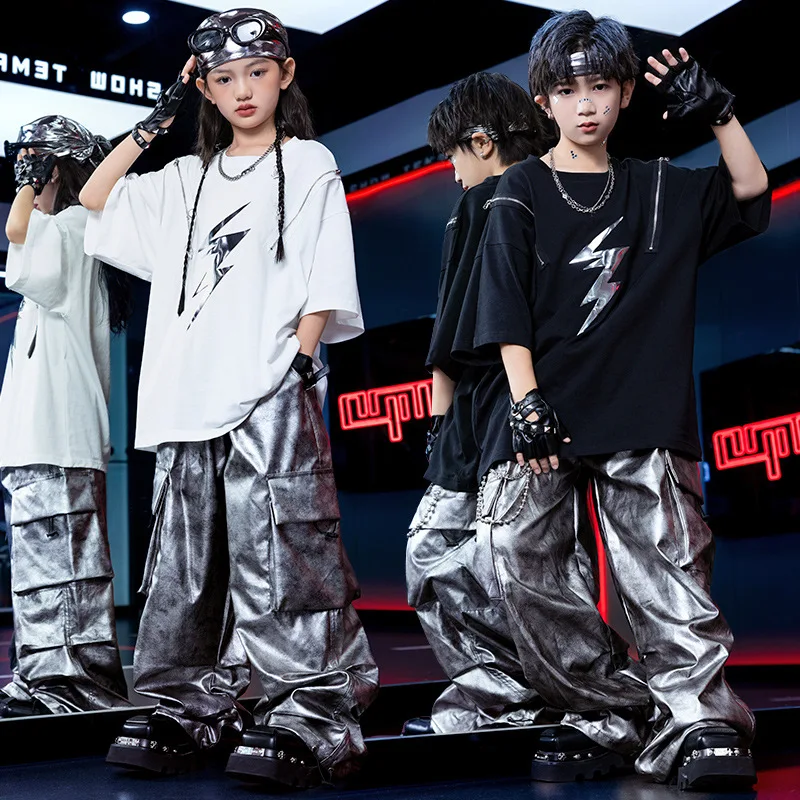 

Street Dance Children Performance Costumes Boys Fashionable T-Shirts Trouser Suits Girls Stage Catwalks Drum Kits