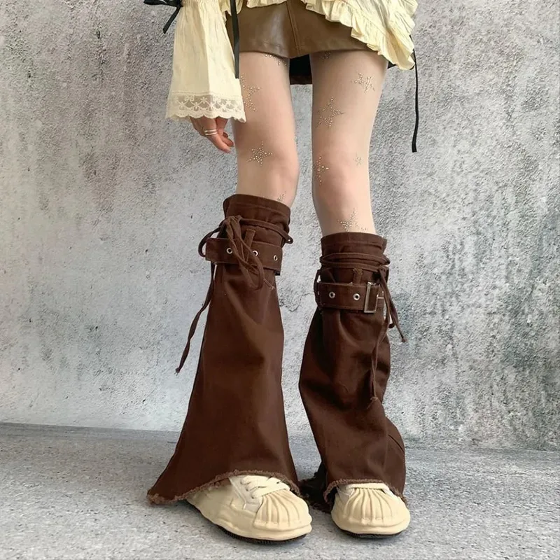 Cute Y2k Leg Warmers Spicy Girl Retro Stockings Brown Footcover Long Stockings Women