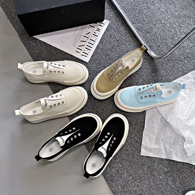 Women\'s Shoes Comfortable Men 2024 Classic Flat Slip-on Light Canvas Shoe with Fashion Small White Shoes High Quality Vulcanized