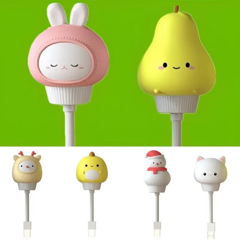LED Eye-care Cartoon Night Light USB Cute Rabbit Cat Book lamps Mobile Power Children's Bedroom Decorative Light Christmas Gift