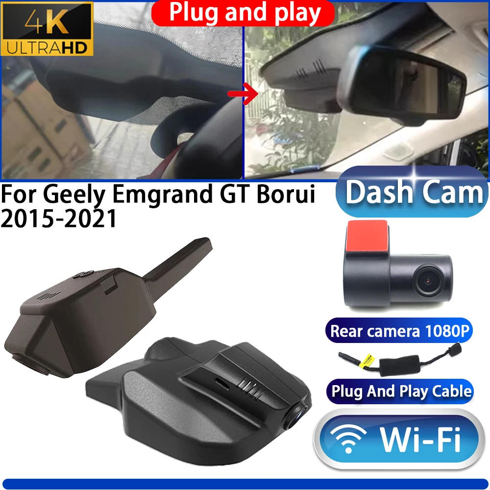 Cámara para Auto HighCity para Geely Emgrand GT Borui 2015-2021, DVR 4K UHD 2160P con Visión Nocturna, WiFi, Plug and Play, Grabadora de Video