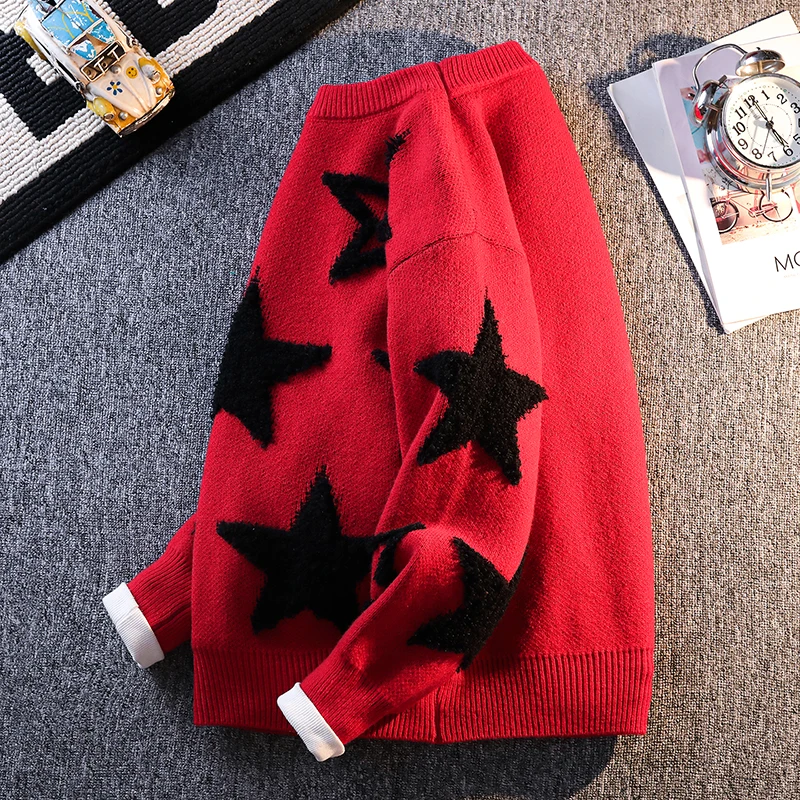 เสื้อสเวตเตอร์ถักแบรนด์คุณภาพสูงลายดาวหลากสี แฟชั่นสตรีทเทรนด์ปี 2025 สำหรับฤดูใบไม้ร่วงและฤดูหนาว สวมใส่สบายๆ ในชีวิตประจำวัน ให้ความอบอุ่น