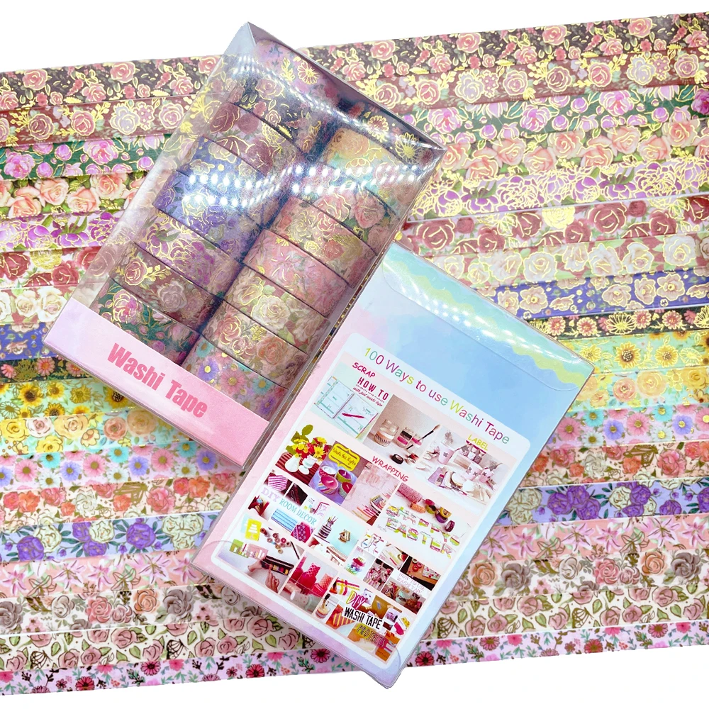 装飾的な粘着テープのロール,18の花のロール,粘着テープ,スクラップブッキング,ジャーナルステーショナリー